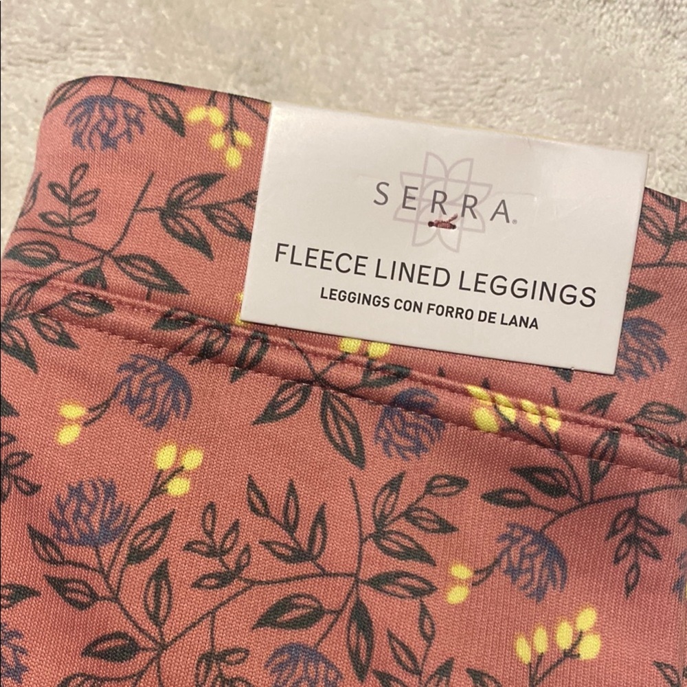 Serra Fleece Lined Leggings with Floral Design
